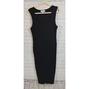MAGASCHONI black rib knit sleeveless stretch long tank dress size XL